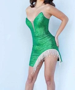 Jovani 000344 - Fully-Sequined Strapless Cocktail Dress