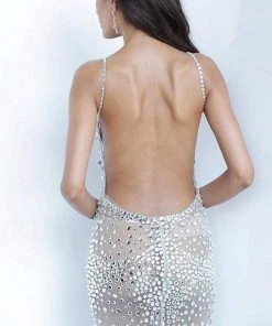 Jovani - 00576 Beaded Deep V-neck Fitted Dress 8 Jovani - 00576 Beaded Deep V-neck Fitted Dress