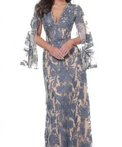 Jovani - 00752 Cape Sleeve Novelty Lace Sheath Gown