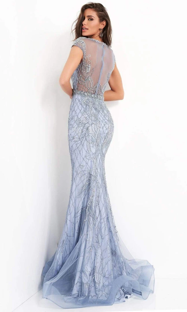 Jovani - 00883 Cap Sleeve Beaded Illusion Jewel Long Gown 4 Jovani - 00883 Cap Sleeve Beaded Illusion Jewel Long Gown