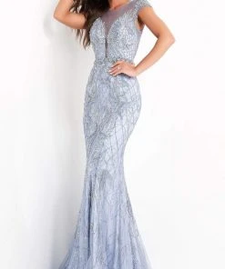 Jovani - 00883 Cap Sleeve Beaded Illusion Jewel Long Gown 7 Jovani - 00883 Cap Sleeve Beaded Illusion Jewel Long Gown