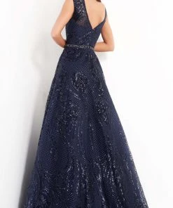 Jovani - 02514 Cap Sleeve Sequin Embroidered A-Line Gown