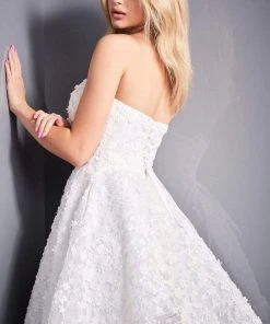 Jovani - 02564 Strapless Floral Appliqued A-Line Dress