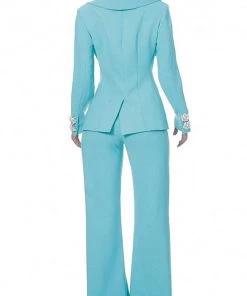 Jovani - 02637 Two Piece Applique Deep V-Neck Pantsuit