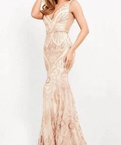 Jovani - 02753 Plunging Neck Open Back Sequin Embellished Mermaid Gown 13 Jovani - 02753 Plunging Neck Open Back Sequin Embellished Mermaid Gown