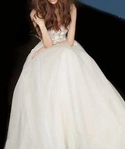 Jovani - 02758 Floral Applique Plunging V-neck Ballgown 15 Jovani - 02758 Floral Applique Plunging V-neck Ballgown