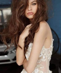 Jovani - 02758 Floral Applique Plunging V-neck Ballgown 14 Jovani - 02758 Floral Applique Plunging V-neck Ballgown