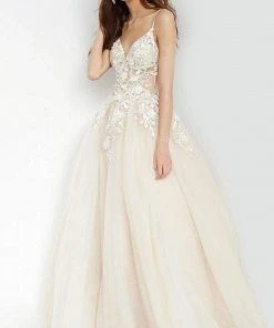 Jovani - 02758 Floral Applique Plunging V-neck Ballgown 11 Jovani - 02758 Floral Applique Plunging V-neck Ballgown