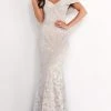 Jovani - 02905 Off-Shoulder Lace Mermaid Evening Dress