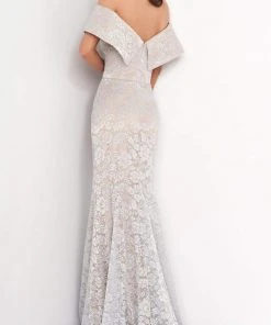 Jovani - 02905 Off-Shoulder Lace Mermaid Evening Dress