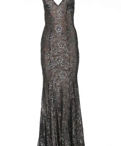 Jovani - 02906 Backless Metallic Lace Mermaid Gown 15 Jovani - 02906 Backless Metallic Lace Mermaid Gown