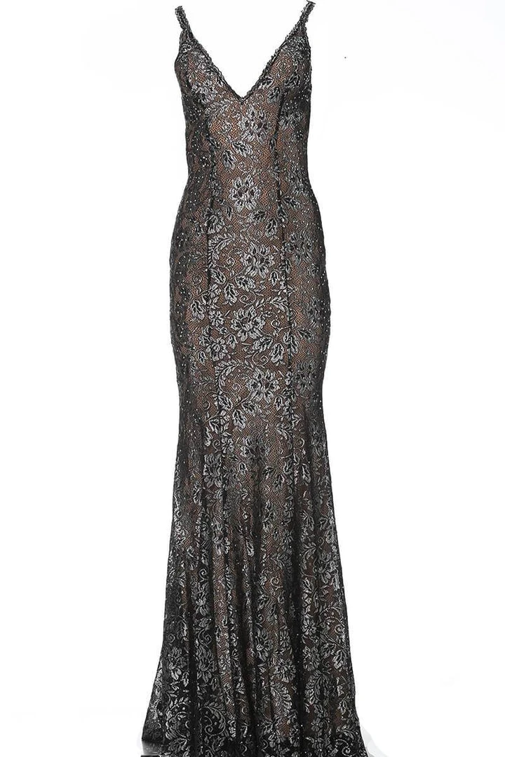 Jovani - 02906 Backless Metallic Lace Mermaid Gown 8 Jovani - 02906 Backless Metallic Lace Mermaid Gown