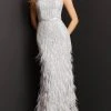 Jovani 03108 - V-Neck Feathered Evening Dress 1 Jovani 03108 - V-Neck Feathered Evening Dress