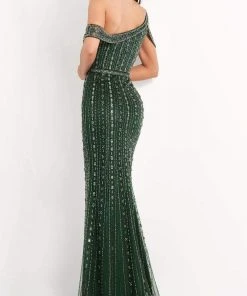 Jovani - 03124 Beaded Cold Shoulder Sheath Gown