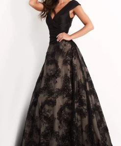 Jovani - 03330 Cap Sleeve V-Neck Soutache A-Line Gown 7 Jovani - 03330 Cap Sleeve V-Neck Soutache A-Line Gown