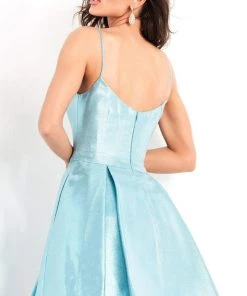 Jovani - 03480 Bow Accented Pleated A-line Dress