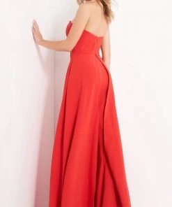 Jovani - 03529 Strapless Wide Leg Formal Evening Jumpsuit With Overlay