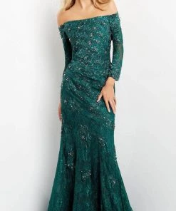 Jovani 03651 - Straight Across Lace Evening Gown
