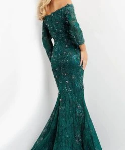 Jovani 03651 - Straight Across Lace Evening Gown