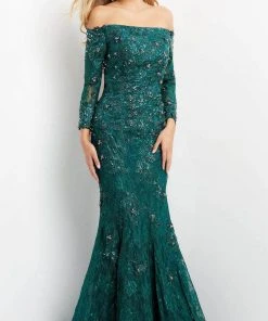 Jovani 03651 - Straight Across Lace Evening Gown