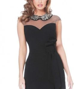 Jovani - 03660 Jeweled Collar Draped Romper