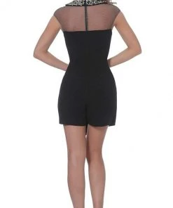 Jovani - 03660 Jeweled Collar Draped Romper 8 Jovani - 03660 Jeweled Collar Draped Romper