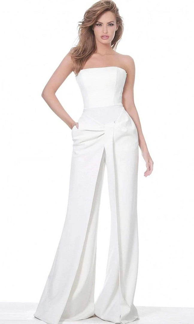 Jovani - 03828 Strapless Straight Neck Wide Leg Evening Jumpsuit 3 Jovani - 03828 Strapless Straight Neck Wide Leg Evening Jumpsuit