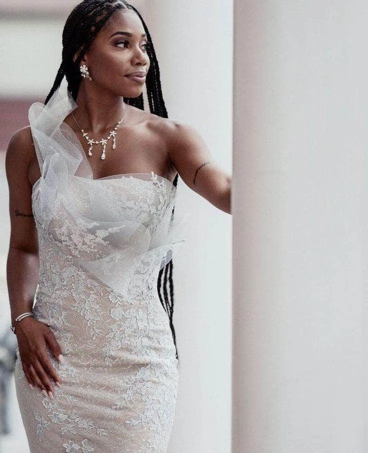 Jovani - 03904 Lace Asymmetric Neck Trumpet Dress 4 Jovani - 03904 Lace Asymmetric Neck Trumpet Dress