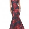 Jovani - 03932 Off Shoulder Floral Satin Mermaid Gown 2 Jovani - 03932 Off Shoulder Floral Satin Mermaid Gown