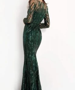 Jovani - 03936 Sequined Long Sleeve Sheath Dress 6 Jovani - 03936 Sequined Long Sleeve Sheath Dress