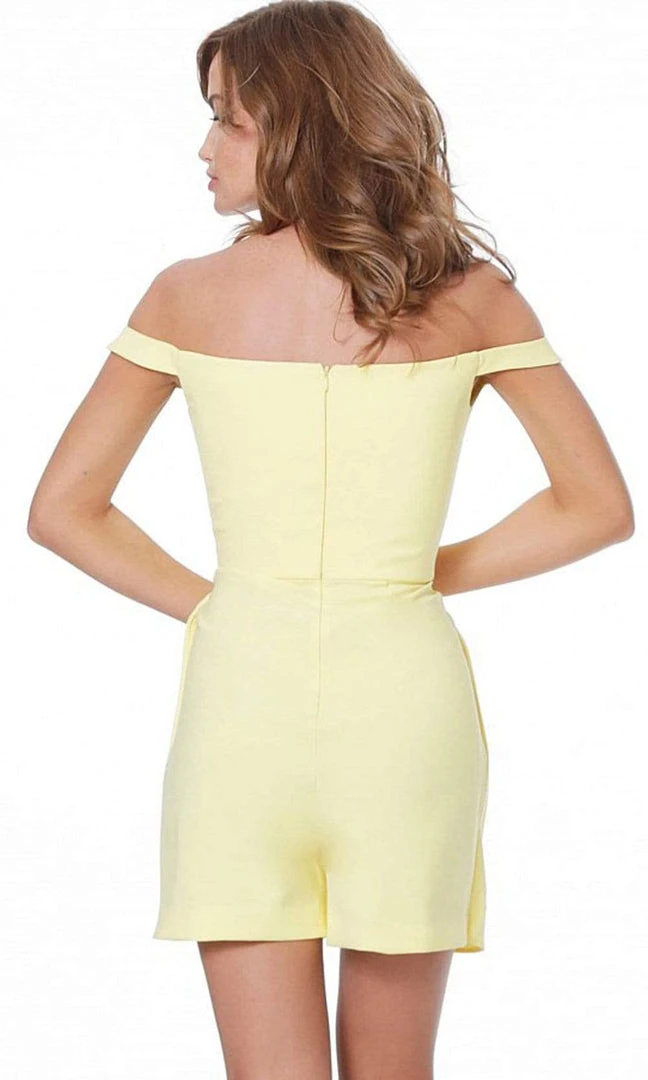 Jovani - 04126 Off Shoulder Front Overlay Fitted Romper Cocktail Dress 4 Jovani - 04126 Off Shoulder Front Overlay Fitted Romper Cocktail Dress
