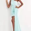 Jovani - 04153 One Shoulder Fitted Beaded Jersey Mini Dress With Sash 1 Jovani - 04153 One Shoulder Fitted Beaded Jersey Mini Dress With Sash