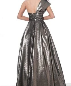 Jovani - 04170 Metallic One Shoulder A-Line Gown
