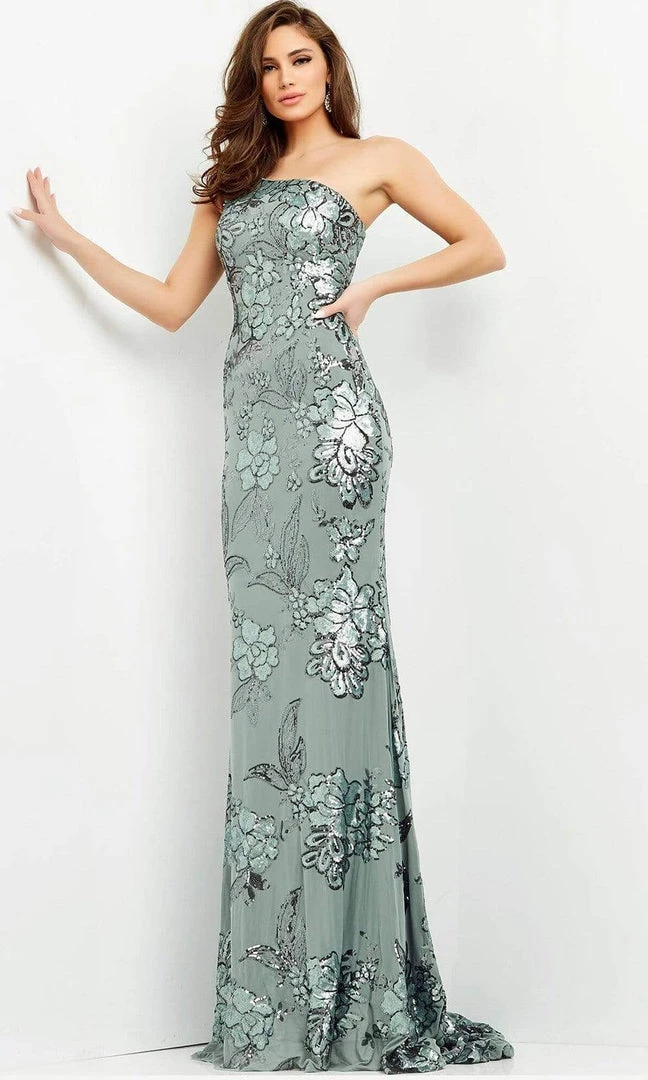 Jovani - 04331 Floral Sequin Embellished One Shoulder Fitted Gown 3 Jovani - 04331 Floral Sequin Embellished One Shoulder Fitted Gown