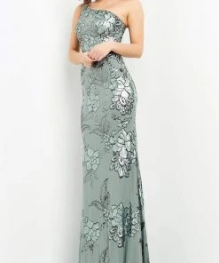 Jovani - 04331 Floral Sequin Embellished One Shoulder Fitted Gown 8 Jovani - 04331 Floral Sequin Embellished One Shoulder Fitted Gown