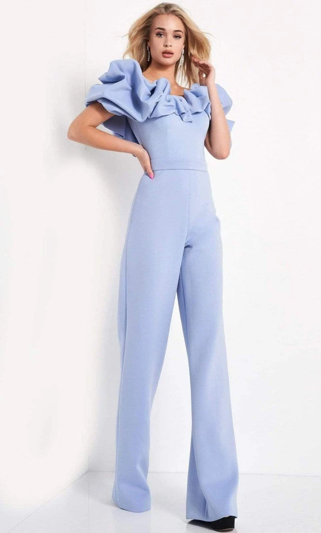 Jovani - 04369 Bubble Ruffle Off-Shoulder Scuba Jumpsuit 3 Jovani - 04369 Bubble Ruffle Off-Shoulder Scuba Jumpsuit