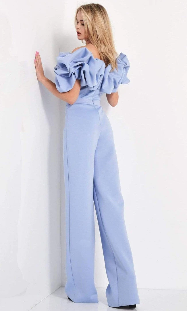 Jovani - 04369 Bubble Ruffle Off-Shoulder Scuba Jumpsuit 4 Jovani - 04369 Bubble Ruffle Off-Shoulder Scuba Jumpsuit