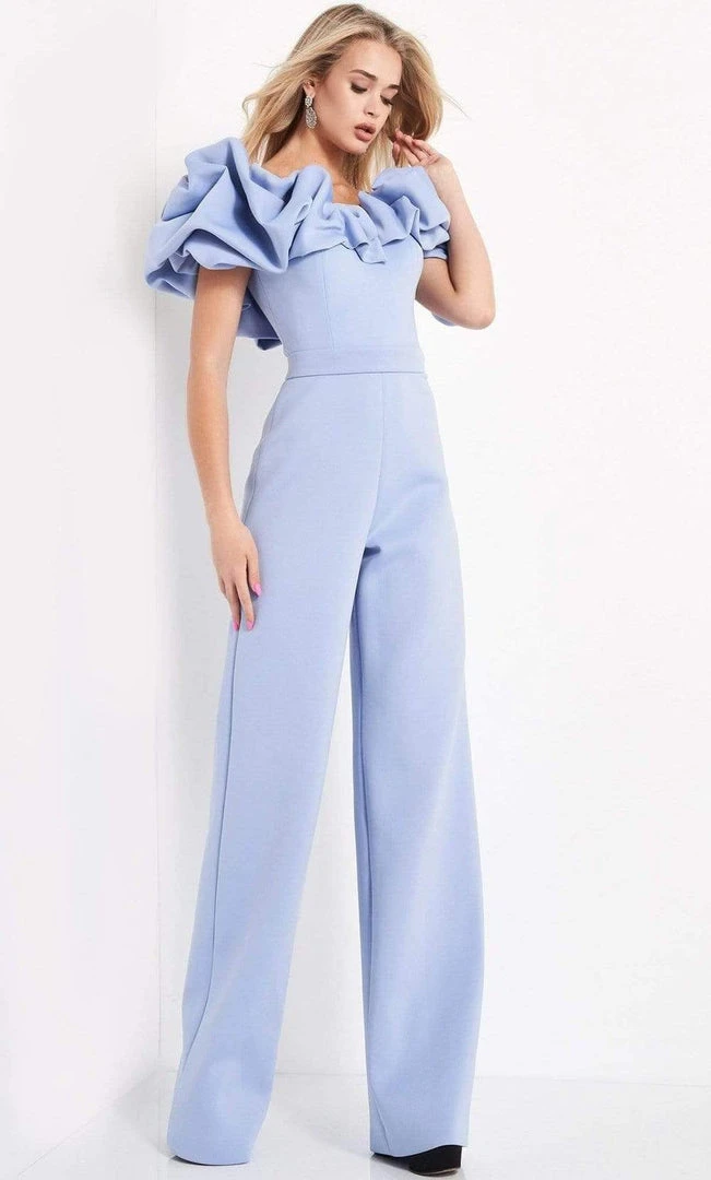Jovani - 04369 Bubble Ruffle Off-Shoulder Scuba Jumpsuit 5 Jovani - 04369 Bubble Ruffle Off-Shoulder Scuba Jumpsuit
