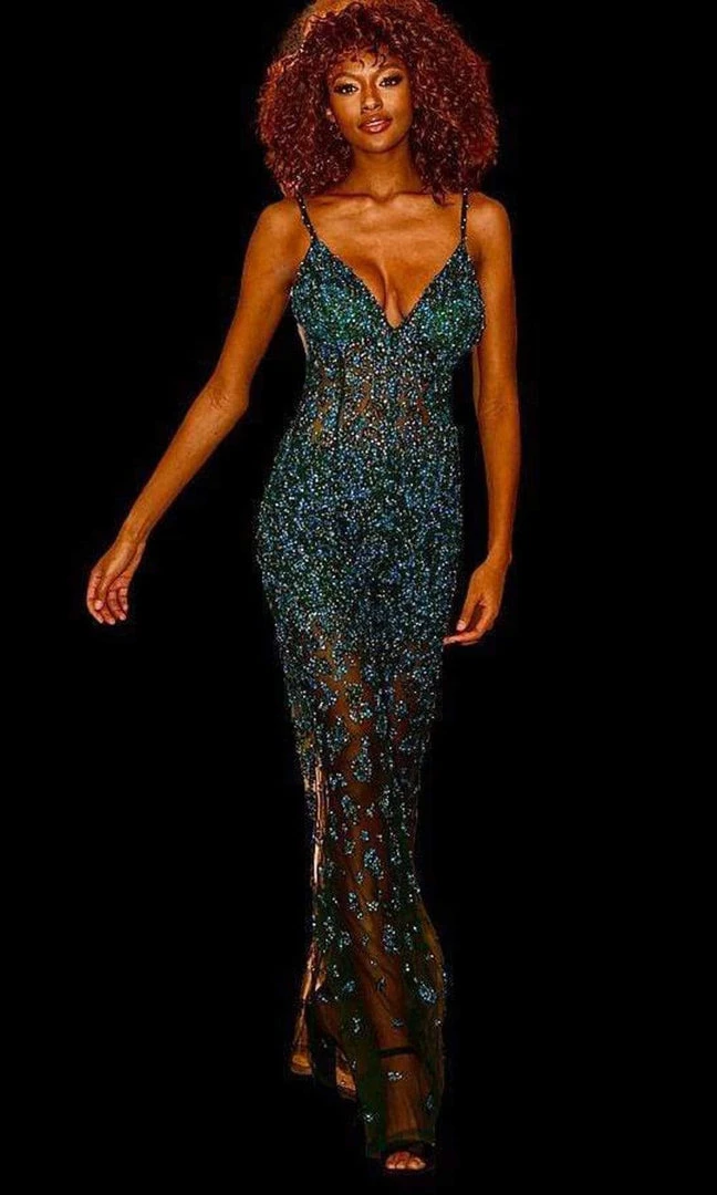 Jovani - 04378 Beadwork See Through Daring Gown 4 Jovani - 04378 Beadwork See Through Daring Gown