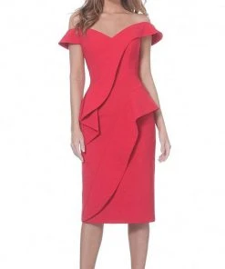 Jovani - 04426 Off Shoulder Asymmetric Ruffle Accent Cocktail Dress
