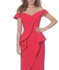 Jovani - 04426 Off Shoulder Asymmetric Ruffle Accent Cocktail Dress