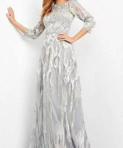 Jovani - 04435 Bateau Neck Embellished Long Dress