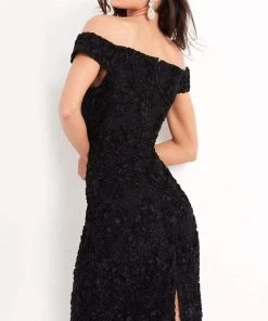 Jovani - 04763 Off-Shoulder Textured Lace Sheath Knee-Length Dress 10 Jovani - 04763 Off-Shoulder Textured Lace Sheath Knee-Length Dress