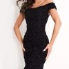 Jovani - 04763 Off-Shoulder Textured Lace Sheath Knee-Length Dress 2 Jovani - 04763 Off-Shoulder Textured Lace Sheath Knee-Length Dress