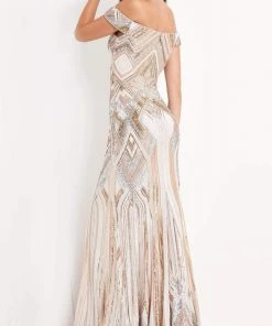 Jovani - 04813 Sequined Off Shoulder Dress