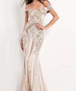 Jovani - 04813 Sequined Off Shoulder Dress 7 Jovani - 04813 Sequined Off Shoulder Dress