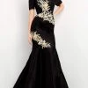 Jovani - 04814 Short Sleeve Off Shoulder Embroidered Trumpet Dress 1 Jovani - 04814 Short Sleeve Off Shoulder Embroidered Trumpet Dress