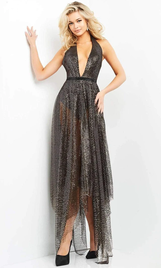 Jovani - 05068 Sheer Plunging Halter A-Line Dress 7 Jovani - 05068 Sheer Plunging Halter A-Line Dress