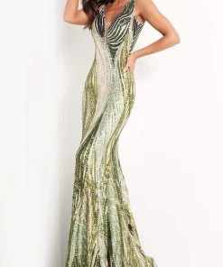 Jovani - 05103 Sequin Embellished Plunging V Neck Gown 7 Jovani - 05103 Sequin Embellished Plunging V Neck Gown