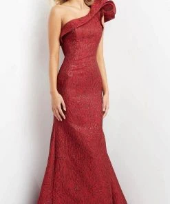 Jovani 05176 - Floral Ruffle Jacquard Evening Dress